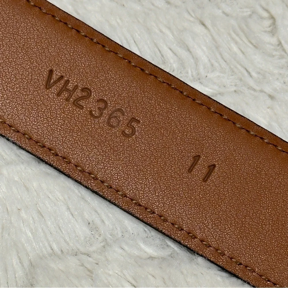 Men’s Brown Genuine Leather Belt, 32 , Shiny Silver Buckle 1.25 inches wide EUC!